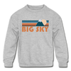 Big Sky, Montana Youth Sweatshirt - Retro Mountain Youth Big Sky Crewneck Sweatshirt