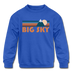 Big Sky, Montana Youth Sweatshirt - Retro Mountain Youth Big Sky Crewneck Sweatshirt - royal blue