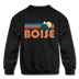 Boise, Idaho Youth Sweatshirt - Retro Mountain Youth Boise Crewneck Sweatshirt - black