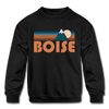 Boise, Idaho Youth Sweatshirt - Retro Mountain Youth Boise Crewneck Sweatshirt