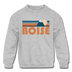 Boise, Idaho Youth Sweatshirt - Retro Mountain Youth Boise Crewneck Sweatshirt - heather gray