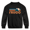 Frisco, Colorado Youth Sweatshirt - Retro Mountain Youth Frisco Crewneck Sweatshirt - black