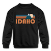 Idaho Youth Sweatshirt - Retro Mountain Youth Idaho Crewneck Sweatshirt - black