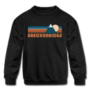 Breckenridge, Colorado Youth Sweatshirt - Retro Mountain Youth Breckenridge Crewneck Sweatshirt - black