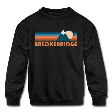 Breckenridge, Colorado Youth Sweatshirt - Retro Mountain Youth Breckenridge Crewneck Sweatshirt - black