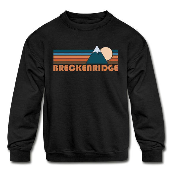 Breckenridge, Colorado Youth Sweatshirt - Retro Mountain Youth Breckenridge Crewneck Sweatshirt - black