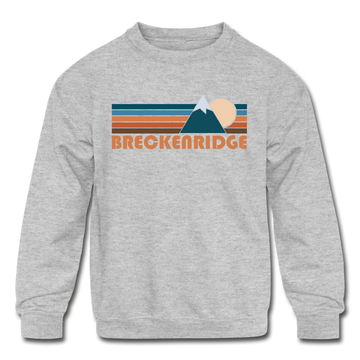Breckenridge, Colorado Youth Sweatshirt - Retro Mountain Youth Breckenridge Crewneck Sweatshirt - heather gray