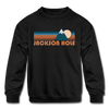 Jackson Hole, Wyoming Youth Sweatshirt - Retro Mountain Youth Jackson Hole Crewneck Sweatshirt - black