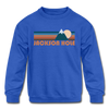 Jackson Hole, Wyoming Youth Sweatshirt - Retro Mountain Youth Jackson Hole Crewneck Sweatshirt - royal blue