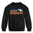 Mammoth, California Youth Sweatshirt - Retro Mountain Youth Mammoth Crewneck Sweatshirt - black