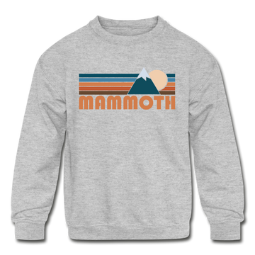 Mammoth, California Youth Sweatshirt - Retro Mountain Youth Mammoth Crewneck Sweatshirt - heather gray