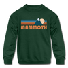 Mammoth, California Youth Sweatshirt - Retro Mountain Youth Mammoth Crewneck Sweatshirt - forest green