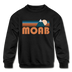 Moab, Utah Youth Sweatshirt - Retro Mountain Youth Moab Crewneck Sweatshirt - black