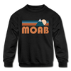 Moab, Utah Youth Sweatshirt - Retro Mountain Youth Moab Crewneck Sweatshirt - black