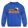 Moab, Utah Youth Sweatshirt - Retro Mountain Youth Moab Crewneck Sweatshirt - royal blue