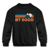 Mount Hood, Oregon Youth Sweatshirt - Retro Mountain Youth Mount Hood Crewneck Sweatshirt - black