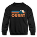 Ouray, Colorado Youth Sweatshirt - Retro Mountain Youth Ouray Crewneck Sweatshirt - black