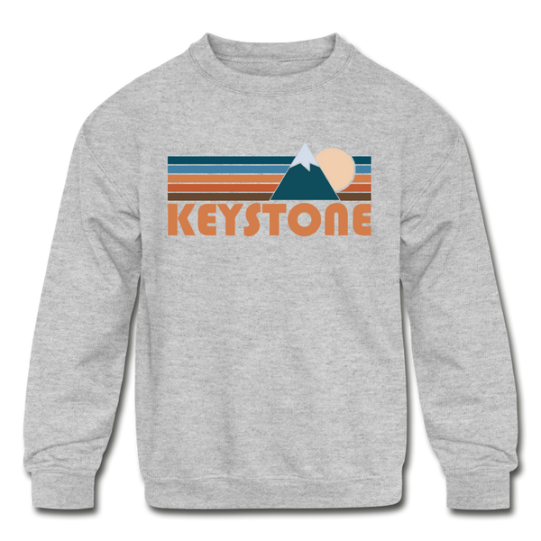 Keystone, Colorado Youth Sweatshirt - Retro Mountain Youth Keystone Crewneck Sweatshirt - heather gray
