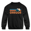 Oregon Youth Sweatshirt - Retro Mountain Youth Oregon Crewneck Sweatshirt - black