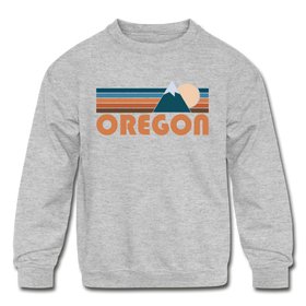 Oregon Youth Sweatshirt - Retro Mountain Youth Oregon Crewneck Sweatshirt