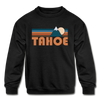 Tahoe, California Youth Sweatshirt - Retro Mountain Youth Tahoe Crewneck Sweatshirt - black