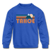 Tahoe, California Youth Sweatshirt - Retro Mountain Youth Tahoe Crewneck Sweatshirt - royal blue