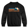 North Carolina Youth Sweatshirt - Retro Mountain Youth North Carolina Crewneck Sweatshirt - black