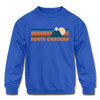 North Carolina Youth Sweatshirt - Retro Mountain Youth North Carolina Crewneck Sweatshirt - royal blue
