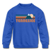 Tennessee Youth Sweatshirt - Retro Mountain Youth Tennessee Crewneck Sweatshirt - royal blue