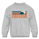 Salida, Colorado Youth Sweatshirt - Retro Mountain Youth Salida Crewneck Sweatshirt - heather gray