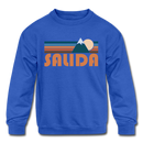 Salida, Colorado Youth Sweatshirt - Retro Mountain Youth Salida Crewneck Sweatshirt - royal blue