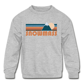 Snowmass, Colorado Youth Sweatshirt - Retro Mountain Youth Snowmass Crewneck Sweatshirt