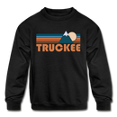 Truckee, California Youth Sweatshirt - Retro Mountain Youth Truckee Crewneck Sweatshirt - black