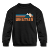 Whistler, Canada Youth Sweatshirt - Retro Mountain Youth Whistler Crewneck Sweatshirt - black