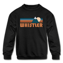 Whistler, Canada Youth Sweatshirt - Retro Mountain Youth Whistler Crewneck Sweatshirt - black