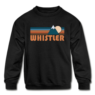 Whistler, Canada Youth Sweatshirt - Retro Mountain Youth Whistler Crewneck Sweatshirt - black