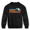 Steamboat, Colorado Youth Sweatshirt - Retro Mountain Youth Steamboat Crewneck Sweatshirt - black