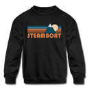 Steamboat, Colorado Youth Sweatshirt - Retro Mountain Youth Steamboat Crewneck Sweatshirt - black