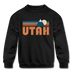 Utah Youth Sweatshirt - Retro Mountain Youth Utah Crewneck Sweatshirt - black