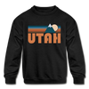 Utah Youth Sweatshirt - Retro Mountain Youth Utah Crewneck Sweatshirt