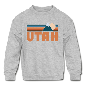 Utah Youth Sweatshirt - Retro Mountain Youth Utah Crewneck Sweatshirt