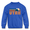 Utah Youth Sweatshirt - Retro Mountain Youth Utah Crewneck Sweatshirt