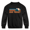 Sun Valley, Idaho Youth Sweatshirt - Retro Mountain Youth Sun Valley Crewneck Sweatshirt - black