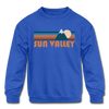 Sun Valley, Idaho Youth Sweatshirt - Retro Mountain Youth Sun Valley Crewneck Sweatshirt - royal blue