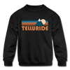 Telluride, Colorado Youth Sweatshirt - Retro Mountain Youth Telluride Crewneck Sweatshirt - black