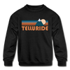 Telluride, Colorado Youth Sweatshirt - Retro Mountain Youth Telluride Crewneck Sweatshirt