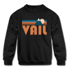 Vail, Colorado Youth Sweatshirt - Retro Mountain Youth Vail Crewneck Sweatshirt - black