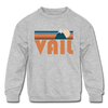 Vail, Colorado Youth Sweatshirt - Retro Mountain Youth Vail Crewneck Sweatshirt - heather gray