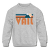 Vail, Colorado Youth Sweatshirt - Retro Mountain Youth Vail Crewneck Sweatshirt - heather gray