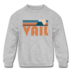 Vail, Colorado Youth Sweatshirt - Retro Mountain Youth Vail Crewneck Sweatshirt